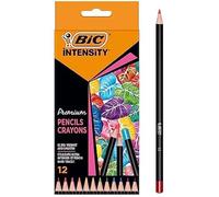 BIC Crayons de couleur Intensity Premium – mine douce, résistants aux taches – lot de 12