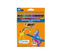 Crayons de Couleur - BIC Kids - Evolution ECOlutions - 36 Couleurs Assortis - Éco-Responsables - Résistants