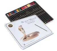 Crayons de couleur Black Widow pour adultes - 24 crayons uniques aux pigments intenses et faciles à mélanger - Les meilleurs crayons de couleur pour les livres de coloriage et les dessins pour adultes