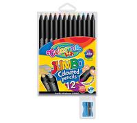 Crayons De Couleur Bois Noir Jumbo 12 Couleurs En Étui Colorino Kids 55857