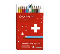Caran D'ache Crayons De Couleur Swisscolor En Étui Métal De 12