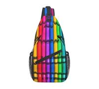 Crayons de couleur. C'est un sac à bandoulière décontracté pour homme avec une grande capacité de stockage et une poche plaquée de chaque côté., noir, taille unique