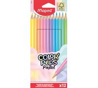 Maped Crayon de couleur COLOR PEPS Pastel – mine douce, tige triangulaire – Étui de 12
