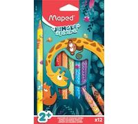 Maped – Crayons de couleur – Jungle Fever – 12 crayons jumbo, ultra vifs, ergonomiques