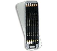 Derwent Artists - Set de 6 Crayons de Couleur Noirs & Blancs avec Taille-Crayon, Qualité Professionnelle, 2302342