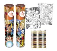 Crayons de Couleur - Dragon Ball Z - 12 Crayons - 2 Feuilles de Coloriage - Mixte