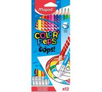 12 crayons de couleur - Coloriage - Avec embout gomme - Maped - Oops Color Pep'
