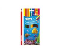 Crayons de couleur en bois Ocean World triangulaire 12 pièces en boîte 9x20,5x1cm 12 pièces en boîte