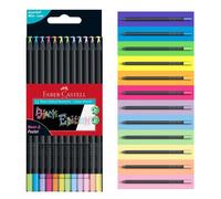 Crayons de couleur - Faber-Castell - Black Edition - 12 pièces - Pastel et néon - Ergonomiques
