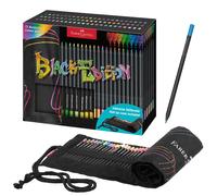 Faber-Castell Crayons de couleur 116418 Black Edition 72 crayons, rouleau, métalliques et néon