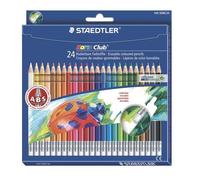 Crayons de couleur gommables - STAEDTLER - Lot de 24 crayons - Mine effaçable - Embout gomme - Forme hexagonale