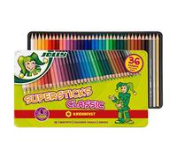 Crayons de couleur JOLLY Supersticks Kinderfest, crayons de couleur incassables & non toxiques, 36 crayons, étui métallique, haute qualité, forme hexagonale de crayon de couleur