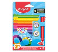 Maped – Crayons de couleur Jumbo Infinity – Tout-petits – 100% mine, sans taillage – Pochette 12