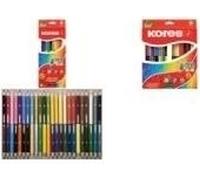 Crayons de couleur Kores "DUO", étui carton de 24 pièces + taille-crayon GRATUIT incl