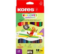 Crayons de couleur Kores Kolores JUMBO DUO étui carton 12 pièces + taille-crayon