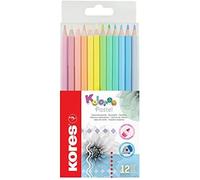 Crayons de couleur - Kores - Kolores Pastel - 12 teintes - Ergonomiques - Douce mine