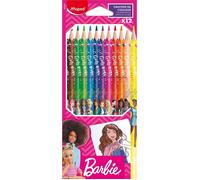 Maped Crayons de couleur Barbie – Couleurs vives, ergonomiques – 12 pièces