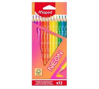 Crayons de couleur - MAPED - NEON - 12 crayons - Fluo - Mixte - À partir de 3 ans