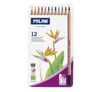 Crayons de couleur mine épaisse Ø 3 5 mm hexagonaux Boite métallique 12 pièces
