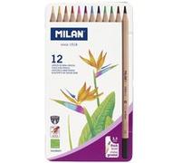 MILAN - Boîte métallique de 12 crayons de couleur grosse mine