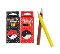 Crayons de couleur pirates pour colorier - set de 6 - env. 8,7 cm