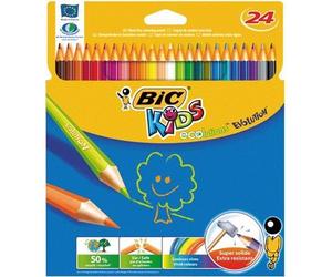 Crayons de couleur pour enfants - BIC - ECOLUTION KIDS - 24 pièces - Multicolore - Dès 3 ans - Enfant mixte