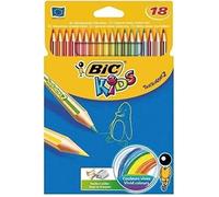 BIC Kids Crayons de couleur Tropicolors Enfants de plus de 5 ans Couleurs assorties étui carton 18