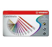 Crayons de couleur - STABILO - CarbOthello - Boîte métal - 12 crayons - Fusain pastel