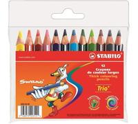 Crayons de couleur - STABILO - Trio court - Pochette de 12 - Mine 4,2 mm - 3 ans et plus