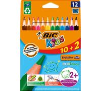 Crayons de couleur triangulaires Evolution, set de 12 couleurs