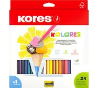 Crayons de couleur triangulaires "Kolores" Kores Etui carton de 24 pièces