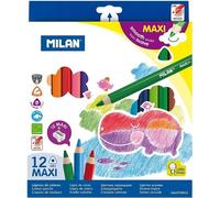 Crayons de couleur triangulaires MAXI - 12 couleurs numériques dans un set de MILAN - Parfait pour les aventures créatives !