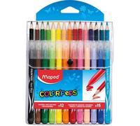 Maped Pochette De 12 Feutres Long Life + 15 Crayons De Couleur Color Peps