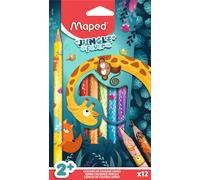Maped – Crayons de couleur – Jungle Fever – 12 crayons jumbo, ultra vifs, ergonomiques