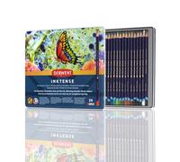 Crayons Derwent Inktense, Set de 24 Crayons de Couleur Aquarellables Permanents. Soluble à L'eau, idéal pour le Dessin, le Coloriage et la Peinture sur Papier ou Tissu, Boîte Métal (0700929)