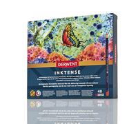 Crayons Derwent Inktense, Set de 48 Crayons de Couleur Aquarellables Permanents. Soluble à L'eau, idéal pour le Dessin, le Coloriage et la Peinture sur Papier ou Tissu, Coffret en bois (2300151)