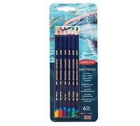 Crayons Derwent Inktense, Set de 6 Crayons de Couleur Aquarellables Permanents. Soluble à L'eau, idéal pour le Dessin, le Coloriage et la Peinture sur Papier ou Tissu (700927)