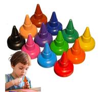 Crayons Empilables Tout-Petits - Set 12 Crayons Coloriage Prise Facile Non Collant | Couleurs Vives Design Rond Lisse Résistant Rupture | Idéal Petits Artistes Débutants, 4.6cm Par Crayon, Taille Rang