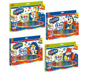 Crayons épais BAMBINO dans un étui en bois avec taille-crayon, 24 couleurs