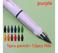 Crayons Éternels Sans Encre Pour Documents,Nouvelle Technologie,Crayon Illimité Kawaii,École D'art,Croquis De Peinture,Papeterie,12 Pièces,13 Pièces - Type Purple