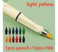 Crayons Éternels Sans Encre Pour Documents,Nouvelle Technologie,Crayon Illimité Kawaii,École D'art,Croquis De Peinture,Papeterie,12 Pièces,13 Pièces - Type Light Yellow