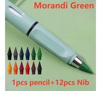 Crayons Éternels Sans Encre Pour Documents,Nouvelle Technologie,Crayon Illimité Kawaii,École D'art,Croquis De Peinture,Papeterie,12 Pièces,13 Pièces - Type Morandi Green