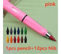 Crayons Éternels Sans Encre Pour Documents,Nouvelle Technologie,Crayon Illimité Kawaii,École D'art,Croquis De Peinture,Papeterie,12 Pièces,13 Pièces - Type Pink