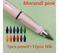 Crayons Éternels Sans Encre Pour Documents,Nouvelle Technologie,Crayon Illimité Kawaii,École D'art,Croquis De Peinture,Papeterie,12 Pièces,13 Pièces - Type Morandi Pink