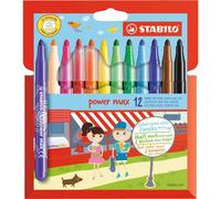 Crayons-feutres - STABILO power max - paquet de 12 - avec 12 couleurs différentes