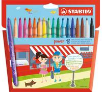 Crayons-feutres - STABILO power - pack de 18 - avec 18 couleurs différentes