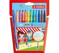 Crayons-feutres - STABILO power - paquet de 12 - avec 12 couleurs différentes