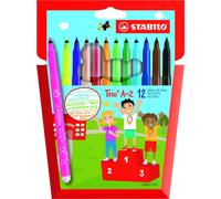 Crayons-feutres - STABILO Trio A-Z - paquet de 12 - avec 12 couleurs différentes