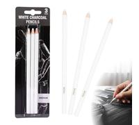 Crayons fusain blanc pour dessin et croquis, set de crayons charbon blanc pour artistes, enfants, étudiants, amateurs et professionnels, crayons à dessin pour ombrage, surlignage et esquisses