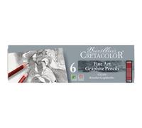 Crayons graphite - 6 pièces 2H/HB/2B/4B/6B/8B - Boîte métal - Cretacolor Cleos